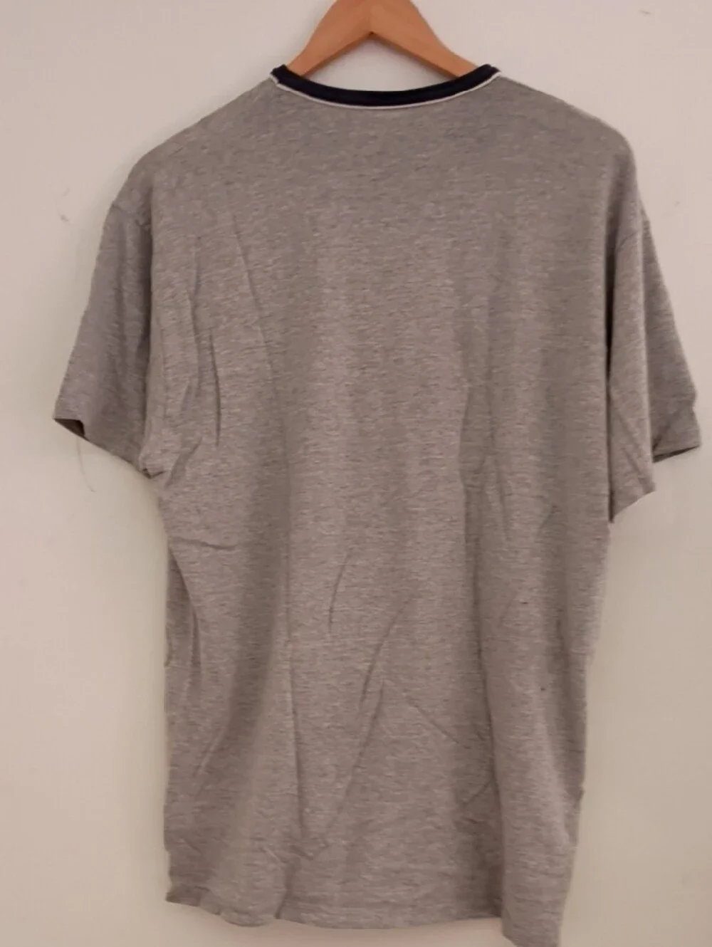 Polo by Ralph Lauren Gray Short Sleeve Tee with Navy Trim and Pink Logo